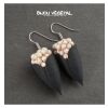 Live Jewellery - Tulip earrings black with permanent white flowers