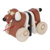 Wooden pulling dog clapping