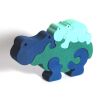 Fauna Solid wood jigsaw puzzle hippo blue