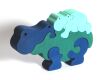Fauna Solid wood jigsaw puzzle hippo blue