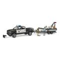 Bruder RAM Police car with boat and two figures