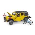 Bruder Jeep Wrangler Rubicon with cyclist and bike