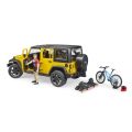 Bruder Jeep Wrangler Rubicon with cyclist and bike