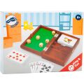 small foot Playing dice and cards in wooden box