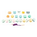 small foot Stringing beads in pastel colours