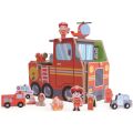 2Kids Toys Wooden Fire Station 2 in 1
