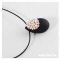Live Jewellery - Tear Necklace black with permanent white flowers