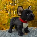 Rappa Plush French Bulldog Black with collar standing 30 cm ECO-FRIENDLY