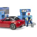 Bruder Petrol station with car and 2 figures