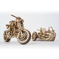 Ugears 3D wooden mechanical puzzle UGR-10 Motorbike (scrambler) with cart