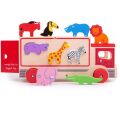 Bigjigs Toys Wooden car with safari animals