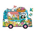 Mudpuppy Puzzle in the shape of a minibus with snacks