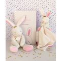 Doudou Gift Set Bunny with Comfort Blanket 10 cm Pink