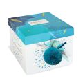 Doudou Gift set - Plush rabbit with dark blue pompom 25 cm