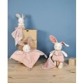 Doudou Gift set - Plush bunny with pink blanket made of organic cotton 15 cm