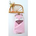 Doudou Plush pink blanket with hood Boh'aime 70 cm