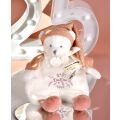 Doudou Gift Set Comfort Blanket Teddy Bear with Hat 25 cm Pink