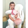 Doudou Plush rabbit with dark pink pompom 80 cm