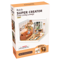 RoboTime 3D wooden jigsaw puzzle Miniature house Cozy living room