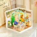 RoboTime 3D wooden puzzle Miniature house Sitting with tea in a blooming garden
