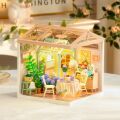 RoboTime 3D wooden puzzle Miniature house Sitting with tea in a blooming garden