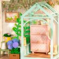 RoboTime 3D wooden puzzle Miniature house Sitting with tea in a blooming garden