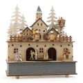 small foot Wooden music box with light winter village