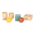 small foot Montessori Sorting Game with Balls, a Cube and an Egg