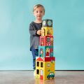 Petit Collage Tower of 1-2-3 cubes houses with characters