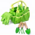Bigjigs Toys Garden tool set in canvas bag green