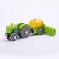 Bigjigs Rail Tractor with a siding green