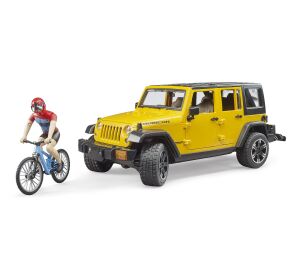 Bruder Jeep Wrangler Rubicon with cyclist and bike