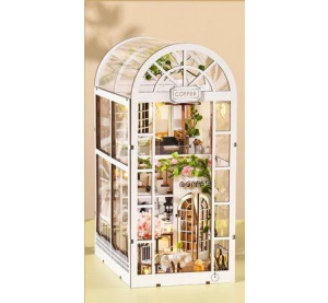 2Kids Toys DIY Book Nook Miniature house Cafe White Garden