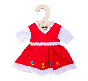 Bigjigs Toys Red floral dress for doll 28 cm