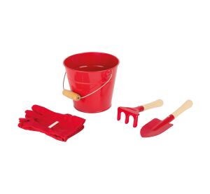Small Foot Garden tool set with bucket red