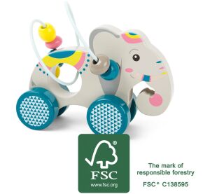 small foot Wooden elephant on wheels Jungle