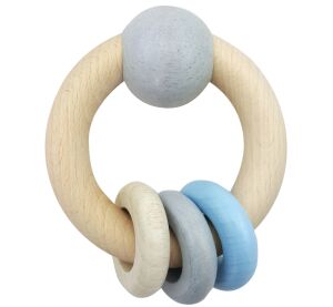 Hess Round rattle with ball and rings blue
