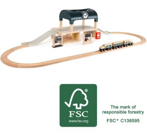 small foot Train track with railway station