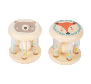small foot Baby pastel rattle with balls set of 2