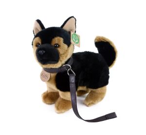 Plush German Shepherd Dog with leash standing 23 cm ECO-FRIENDLY