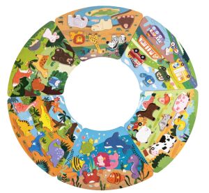 2Kids Toys Wooden Puzzle Circle Interlocking 6 in 1