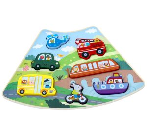2Kids Toys Wooden Puzzle Vehicles Interconnectible