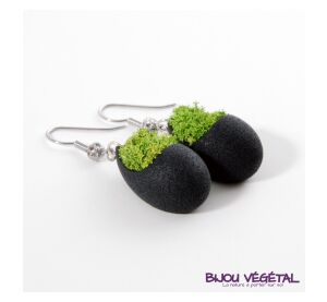 Live Jewellery - Tear earrings black with lichen