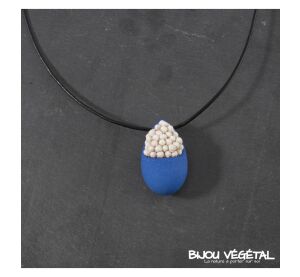 Live Jewellery - Tear midnight necklace with perennial white flowers