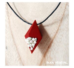 Live Jewellery - Red Diamond Necklace with Permanent White Flowers