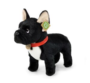 Rappa Plush French Bulldog Black with collar standing 30 cm ECO-FRIENDLY