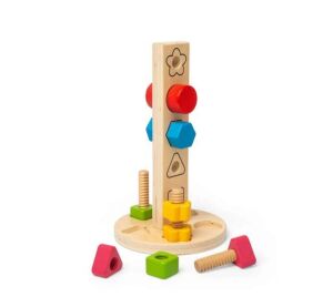 Bigjigs Toys Wooden tower with nuts and bolts