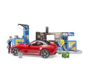 Bruder Petrol station with car and 2 figures