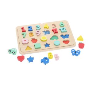Petit Collage Insert puzzle with numbers and shapes multilingual