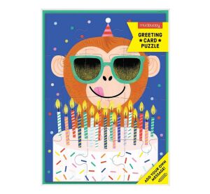 Mudpuppy Puzzle with wishes Monkey with cake 12 pieces